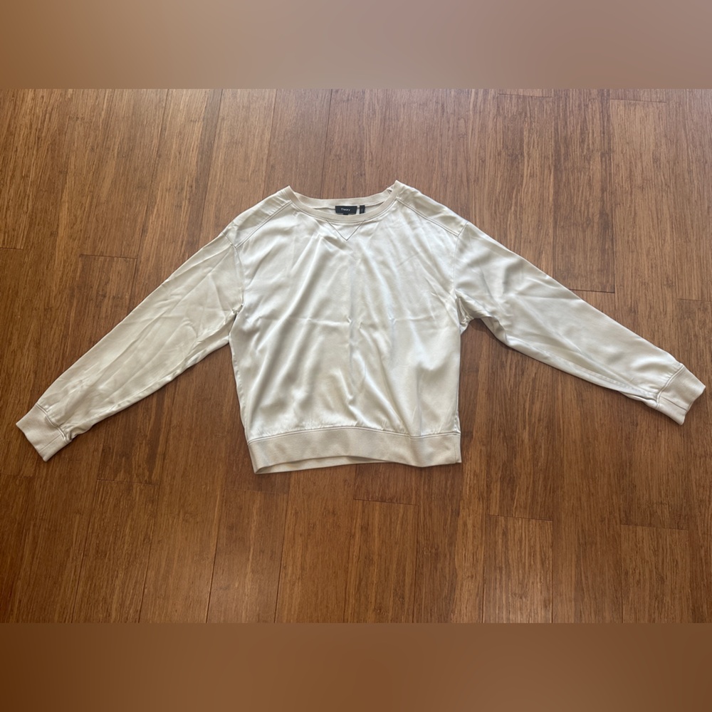 Theory Beige Long Sleeve 100% Silk Top
